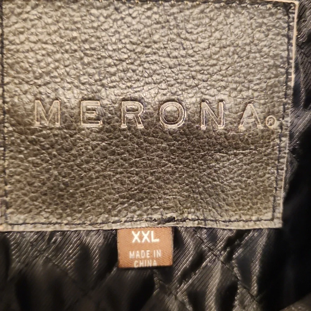 Mens Merona Black Leather Jacket Size XXL